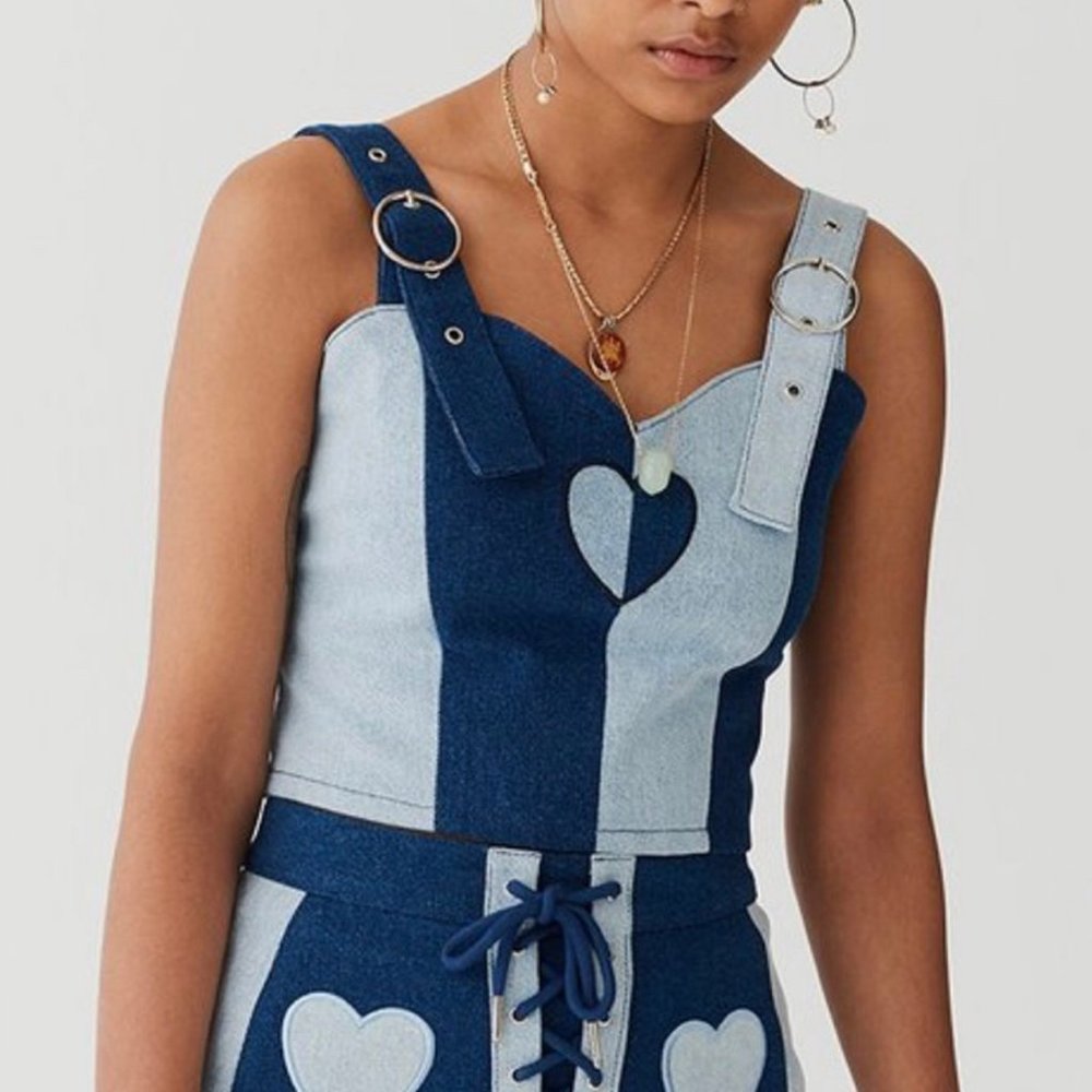 Lazy Oaf Denim Bustier Top